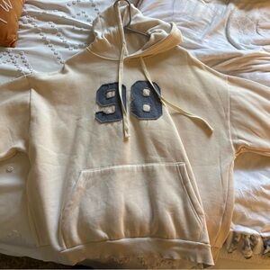Edikted Cream Hoodie with Gray Number Detail